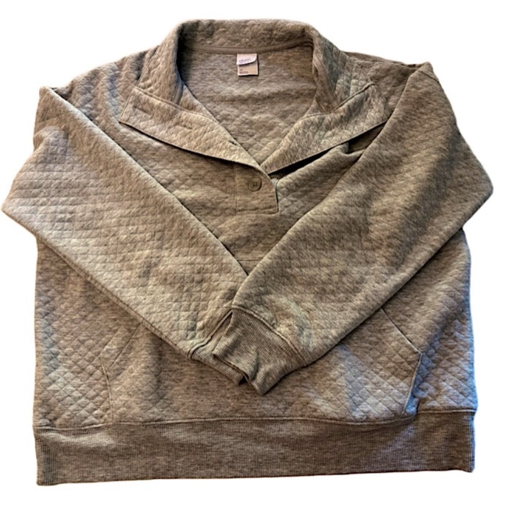 Gray Quilted Stars Above Pullover Sweater